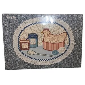 Cottagecore Montag Country Hen Nest Applique Stationery Set Blue Vintage 1983